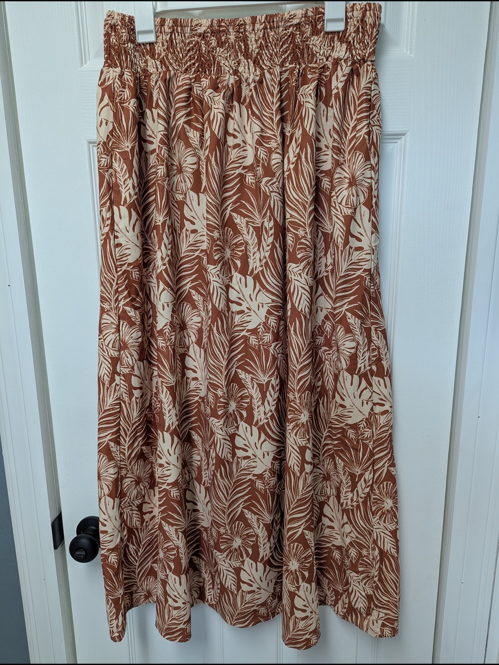 Cupshe Rust & Cream Tropical Print Wide-Leg Pants - Picture 6 of 8